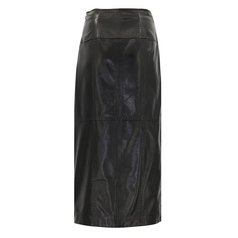 Enid Lambskin Leather Midi Skirt image number null