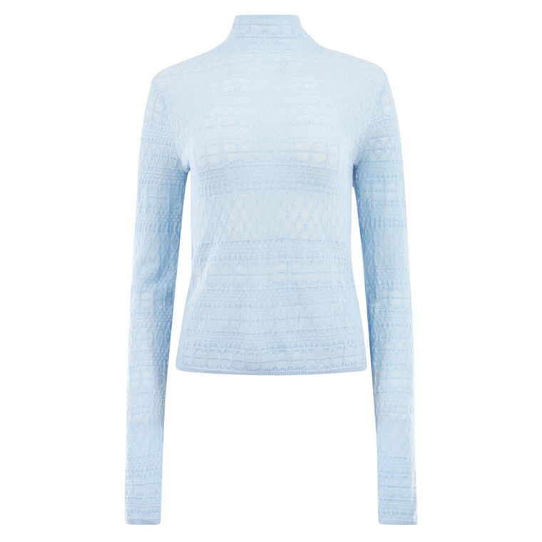 Blanca Long Sleeve Lace Knit Top image number null