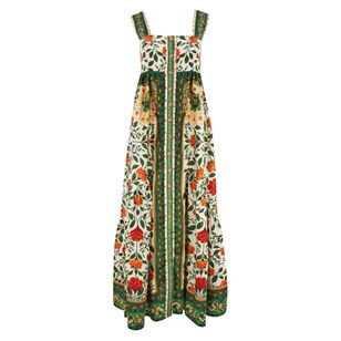 Garden Tapestry Back Bow Maxi Dress