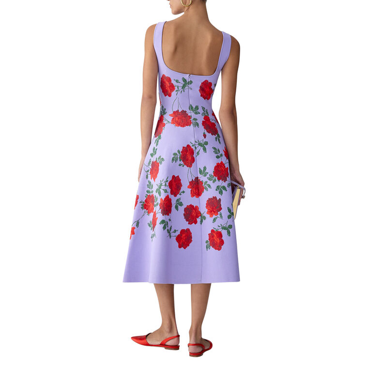 Sleeveless Rose Jacquard Fit-And-Flare Midi Dress image number null