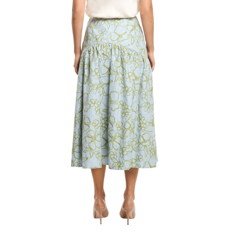 Zoanne Embroidered Linework Floral Midi Skirt image number null