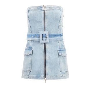Kota Belted Denim Bustier Top