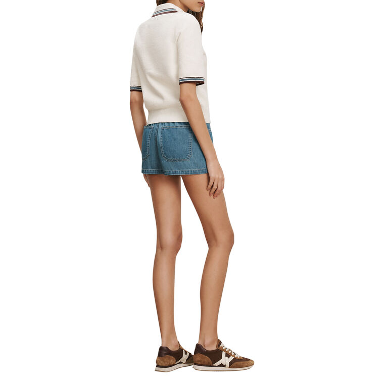 Quinelle Short Sleeve Knit Polo Sweater image number null