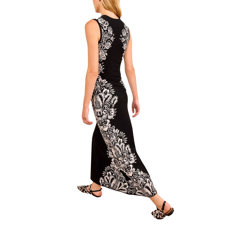 Liana Jacquard Printed Sleeveless Knit Midi Dress image number null
