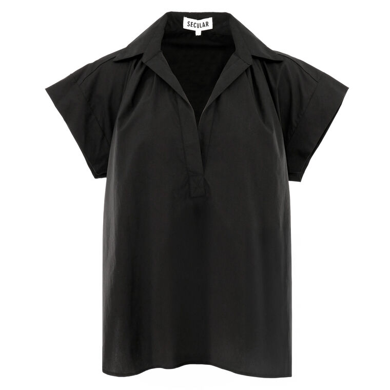 Trinity Short Sleeve Cotton Poplin Relaxed Fit Top image number null