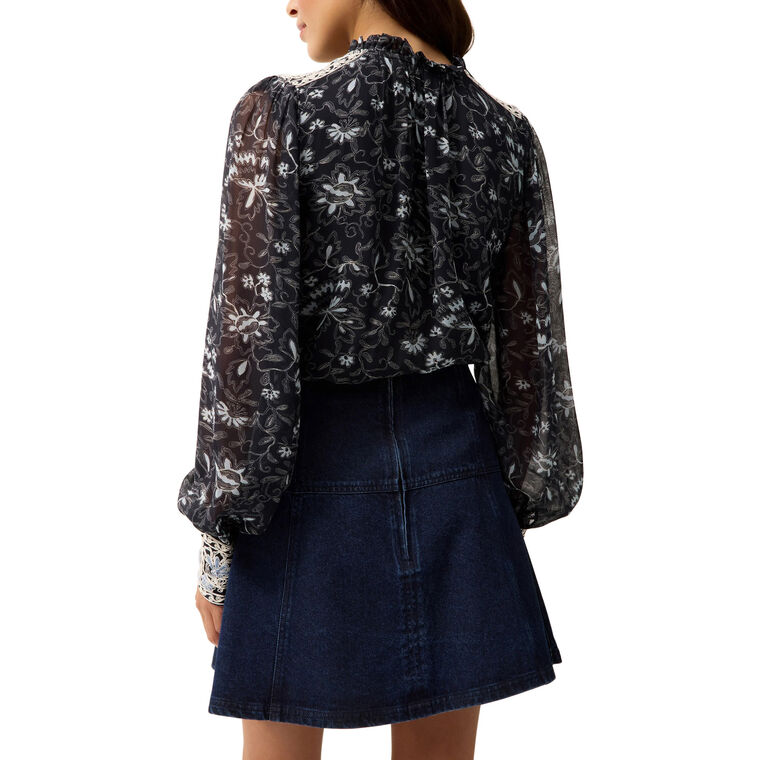 Crawford Flared Denim Mini Skirt image number null