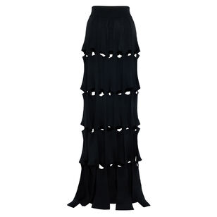 Laser-Cut Panelled Maxi Skirt