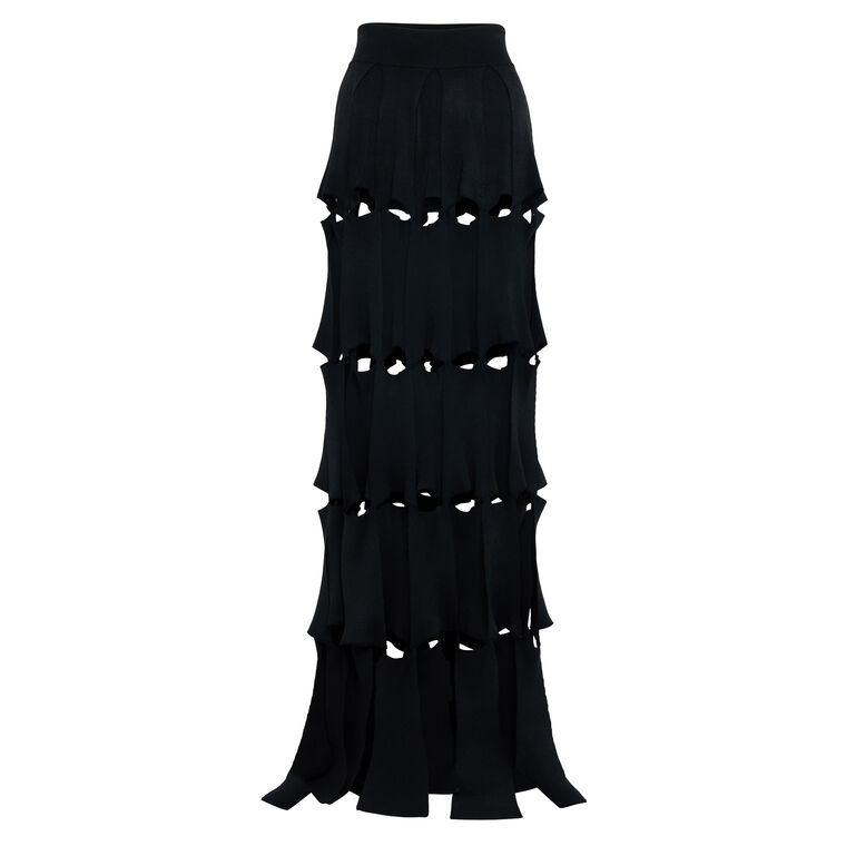 Laser-Cut Panelled Maxi Skirt image number null