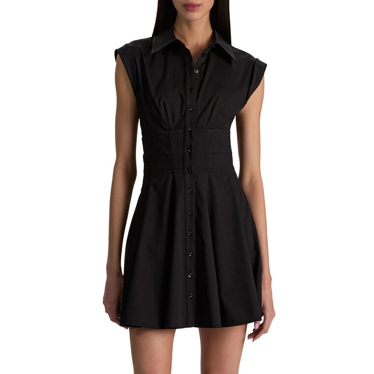 Kim Cap Sleeve Paneled Corset Mini Shirt Dress image number null