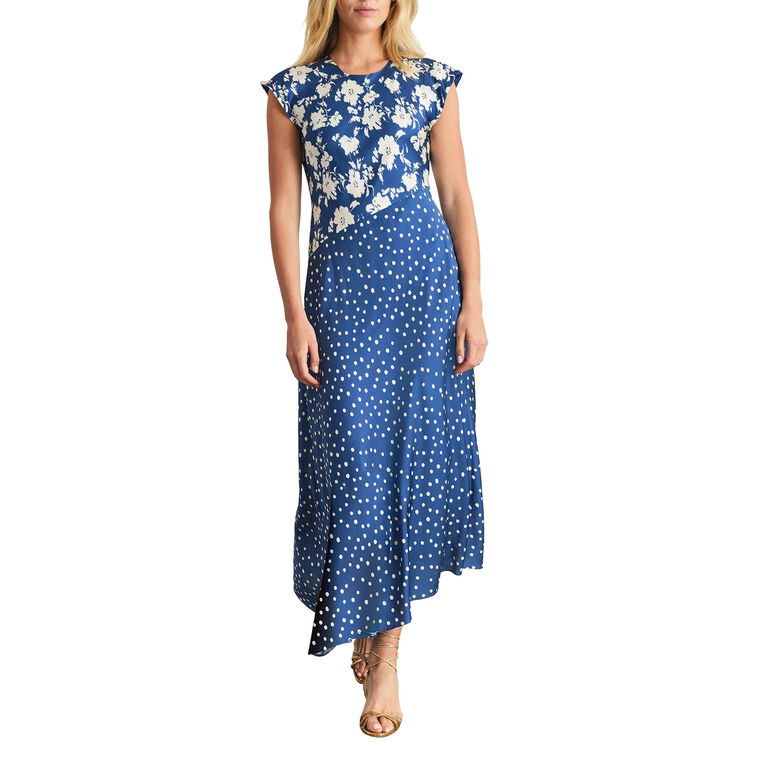 Violeta Short Sleeve Bias Cut Midi Dress image number null