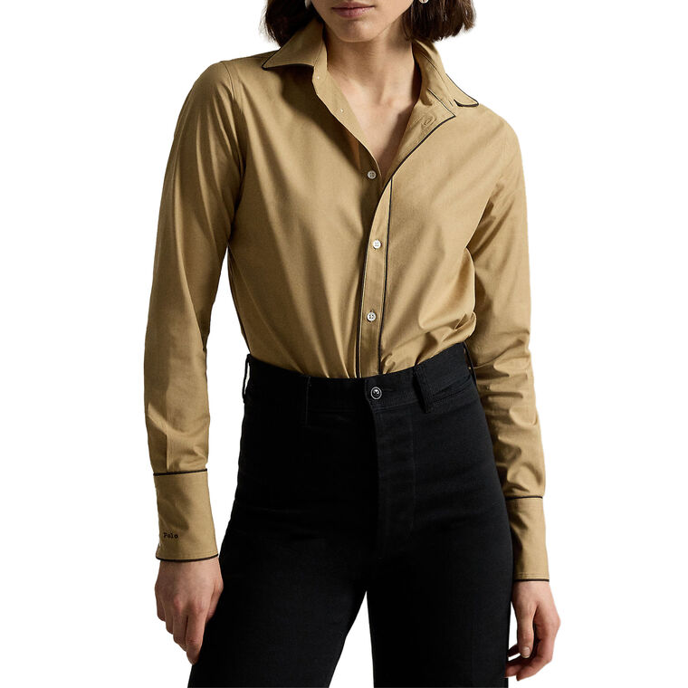 Long Sleeve Stretch Poplin Button-Up Shirt image number null