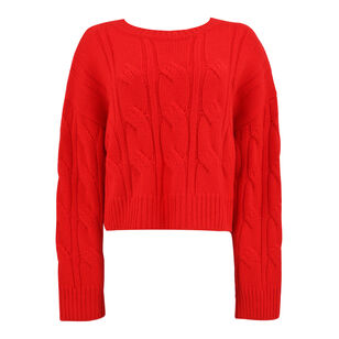 Tristan Cashmere Crewneck Cable Knit Pullover