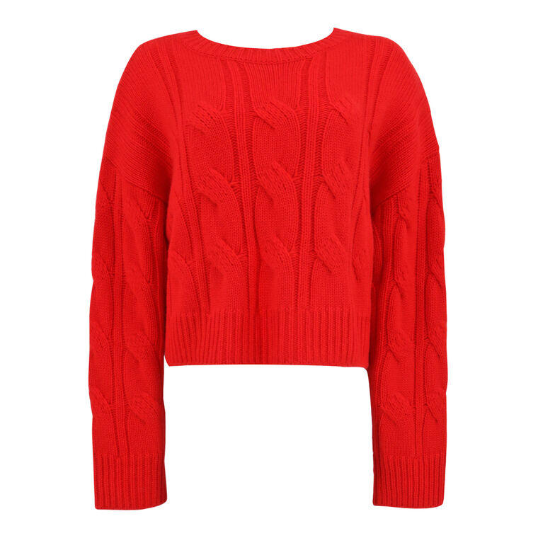 Tristan Cashmere Crewneck Cable Knit Pullover image number null