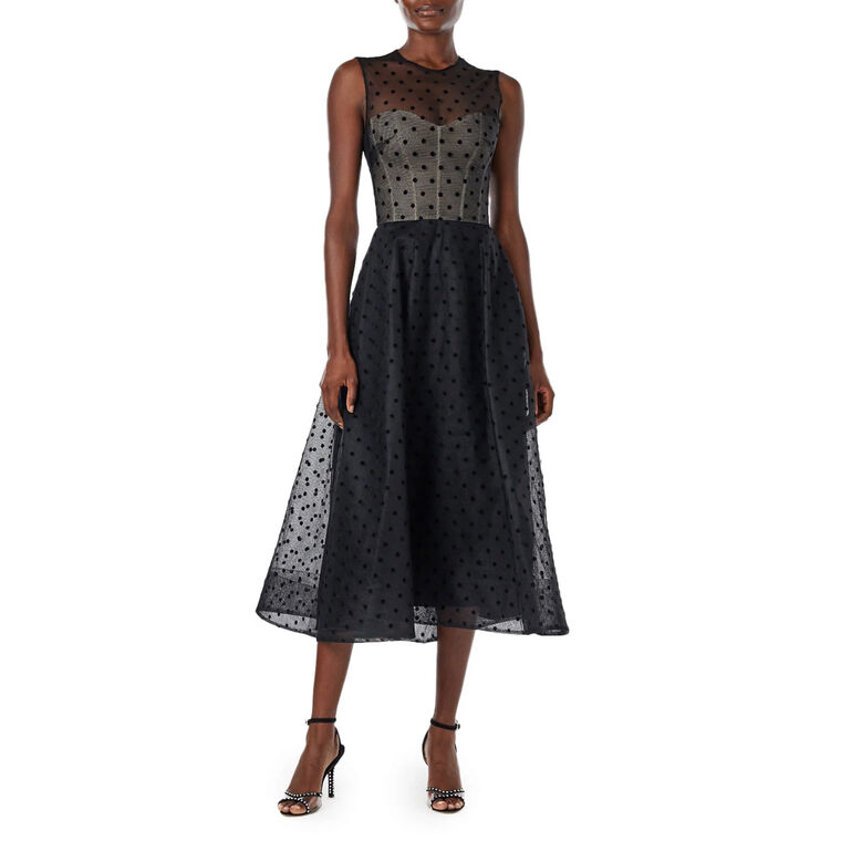 Dotted Tulle Sleeveless Cocktail Dress image number null