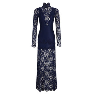 Long Sleeve High Neck Lace Maxi Dress