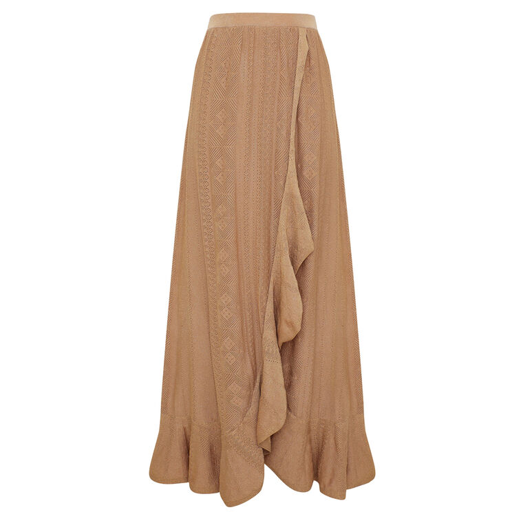 Aster Metallic Pointelle Knit Midi Skirt image number null