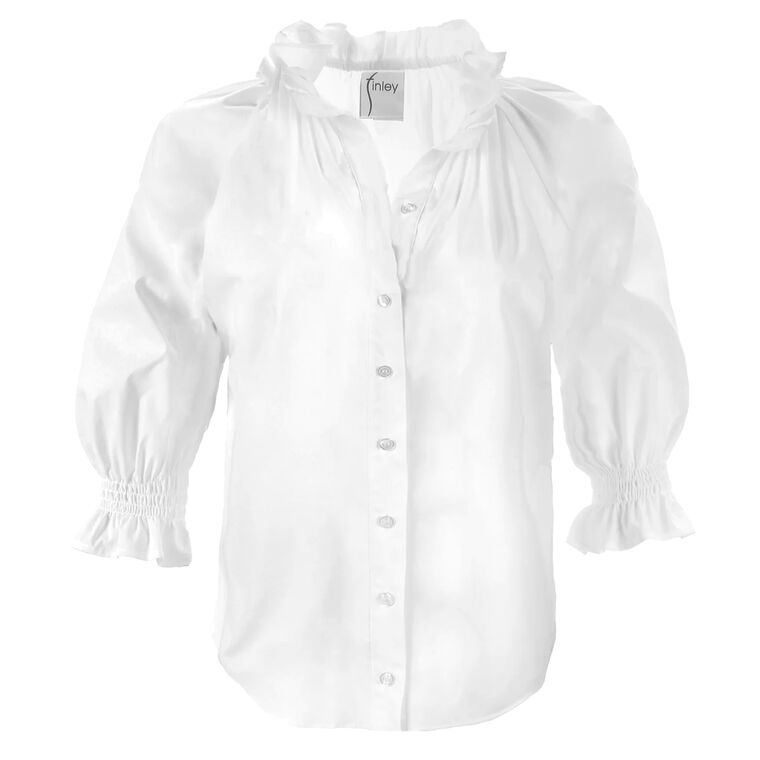 Fiona Ruched Poplin Shirt With Ruffle Neckline image number null