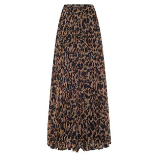 Torin Pleated Leopard Maxi Skirt