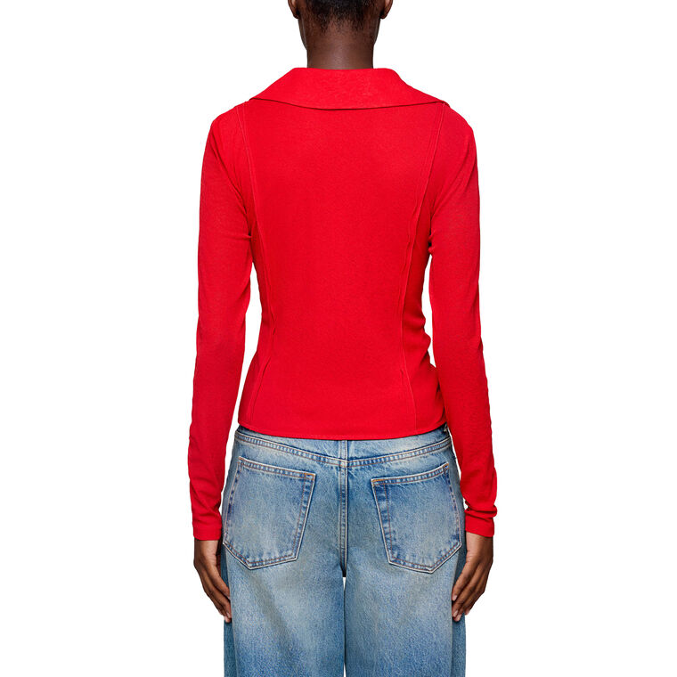 Long Sleeve Marl Mesh Tie Blouse image number null
