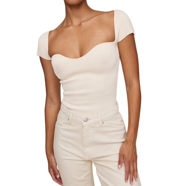 Heart Short Sleeve Knit Top image number null