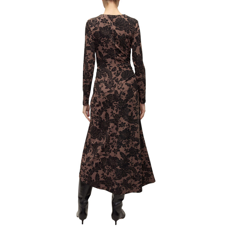 Theodora Printed Long Sleeve Ruched Midi Dress image number null