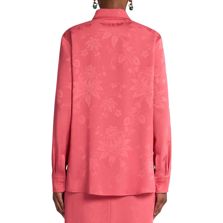 Floral-Jacquard Button Front Blouse image number null