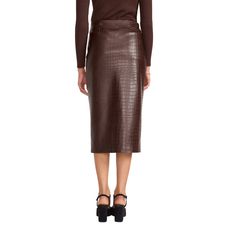 The Esme Croco Embossed Skirt image number null