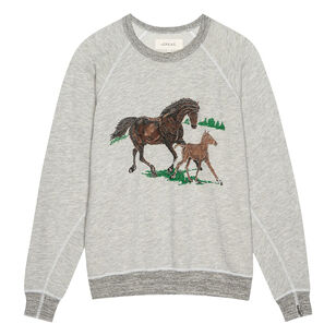 The College Sweatshirt With Running Horses Graphic