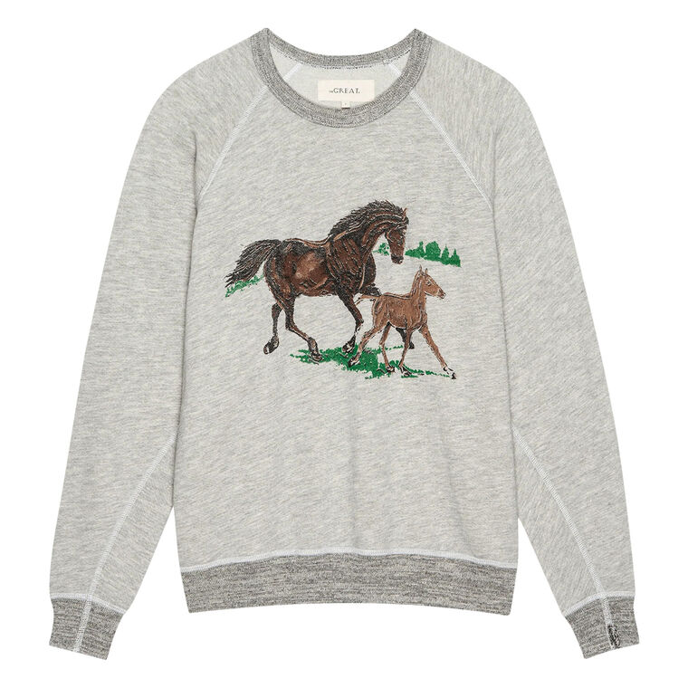 The College Sweatshirt With Running Horses Graphic image number null