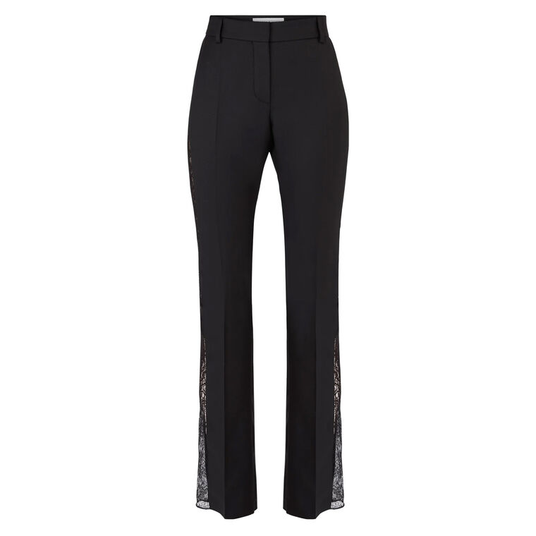Virgin Wool Gabardine Straight Leg Lace Detail Pant image number null