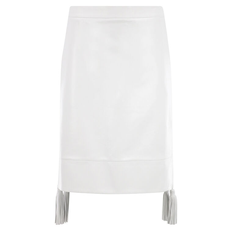 Lightweight Shiny Nappa Leather Midi Skirt image number null