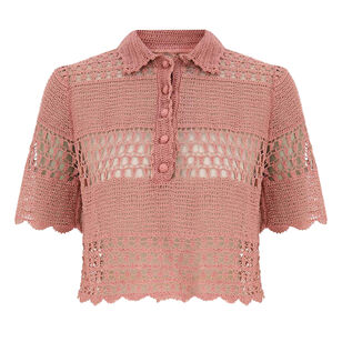 Wanderlust Sun Crochet Polo Shirt