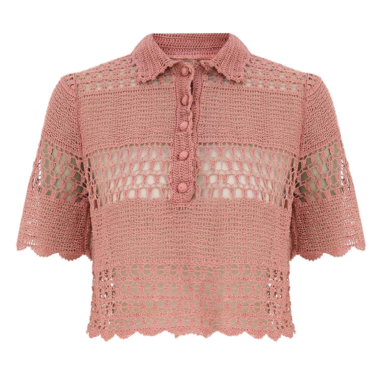 Wanderlust Sun Crochet Polo Shirt image number null