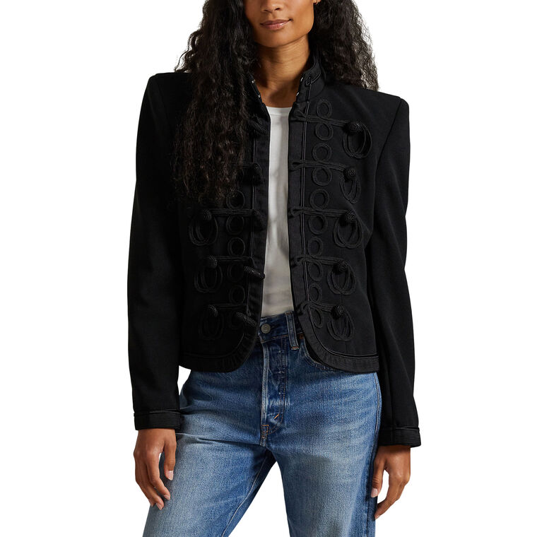 Soutache-Trim Knit Ottoman Blazer image number null