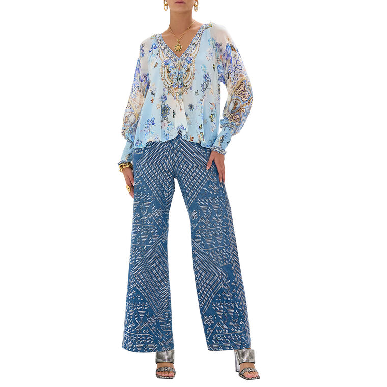 Shirred Cuff Long Sleeve Blouse image number null
