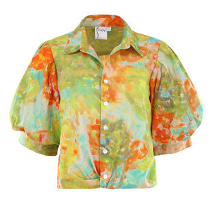 Bomba Button-Down Twist-Front Poplin Shirt