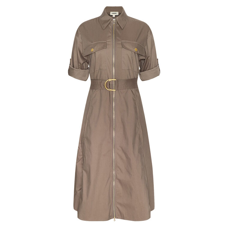 Callen Roll-Tab Sleeve Midi Shirt Dress image number null