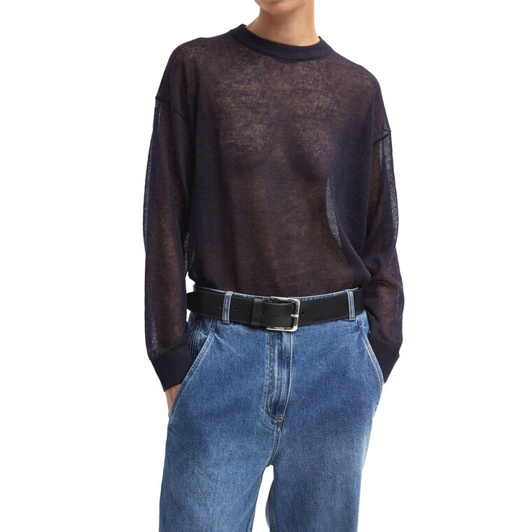 Sheer Sweater Crewneck Easy Pullover image number null