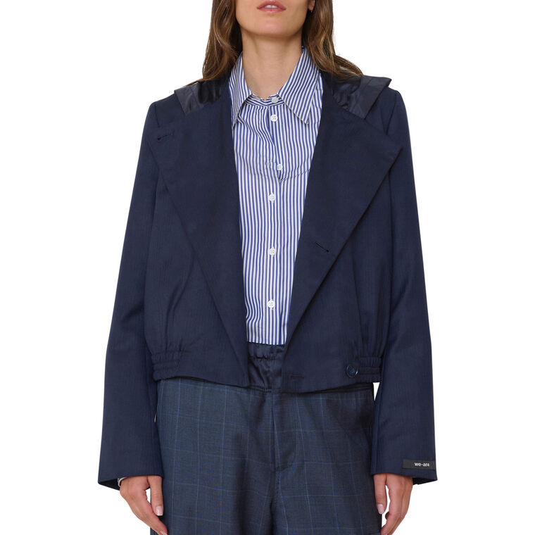 The Ford Cropped Pinstripe Blazer image number null