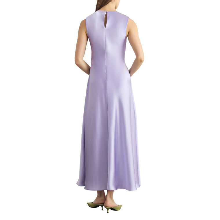 Emily Sleeveless Crewneck Satin Maxi Dress image number null