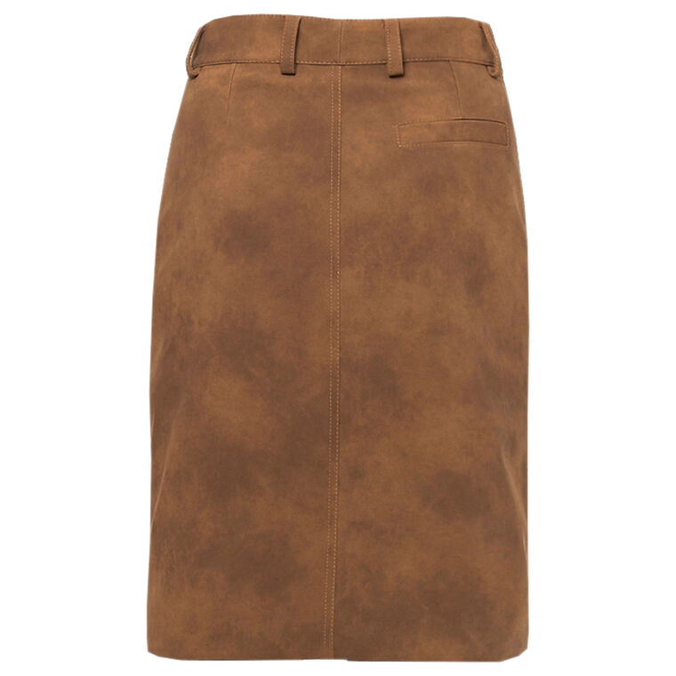 Embroidered Faux Suede Wrap Skirt image number null