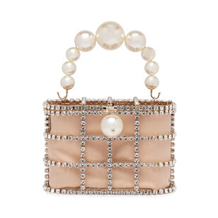 Holli Faux Pearl Top Handle Crystal Bag
