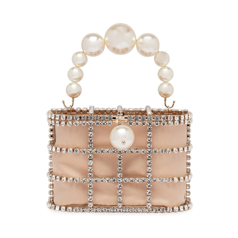 Holli Faux Pearl Top Handle Crystal Bag image number null
