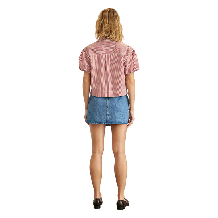 Elza Puff Sleeve Button-Up Top image number null