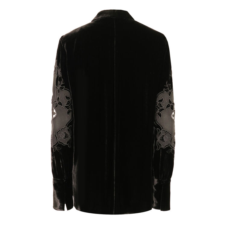 Essie Floral-Embroidered Velvet Blouse image number null