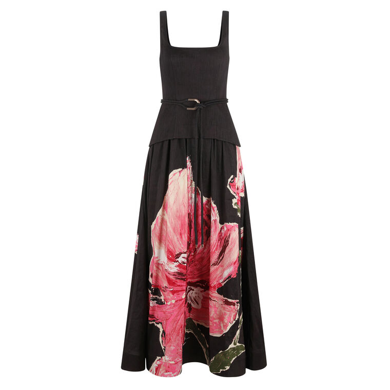 Actionhill Sleeveless Belted Maxi Dress image number null