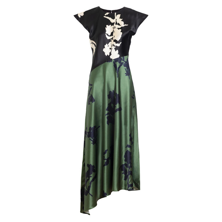 Violeta Flutter Sleeve Satin Midi Dress image number null