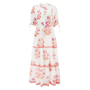 Cinched Short Sleeve Pintuck Maxi Dress