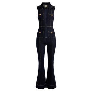Rachel Sleeveless Collared Denim Jumpsuit