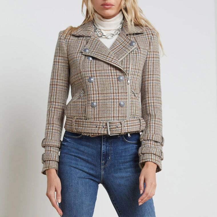 Billie Plaid Belted Wool Jacket image number null